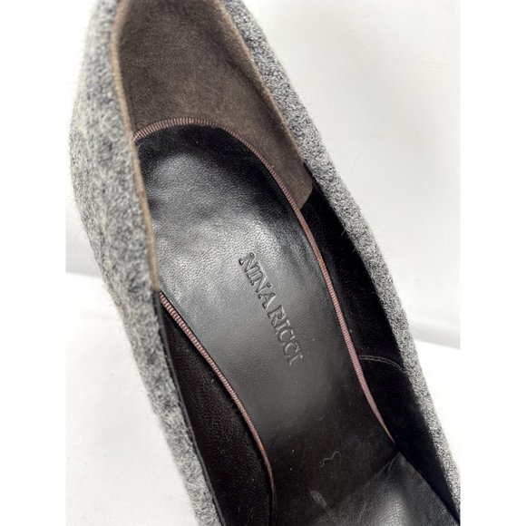 Nina Ricci Luxurious Runway Gray Felt Fabric Leather Pumps Shoes Heels Sz 39 (9) - Picture 2 of 12